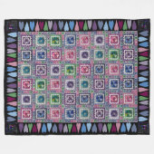 Framed Hearts Patchwork Fleece Blanket フリースブランケット (正面(横))