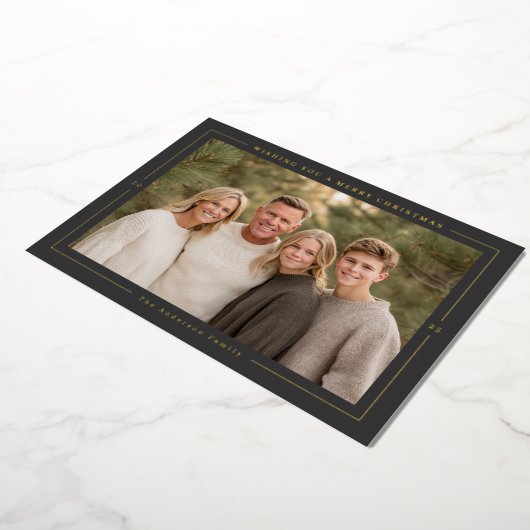 Framed Modern Christmas Photo 箔シーズンカード (回転した状態)