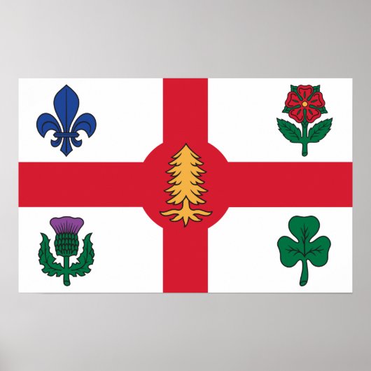 Framed print with Flag of Montreal, Canada ポスター (正面)