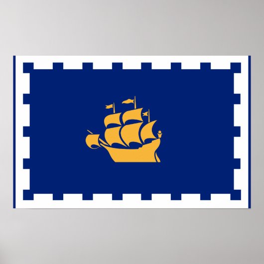 Framed print with Flag of Quebec City, Canada ポスター (正面)