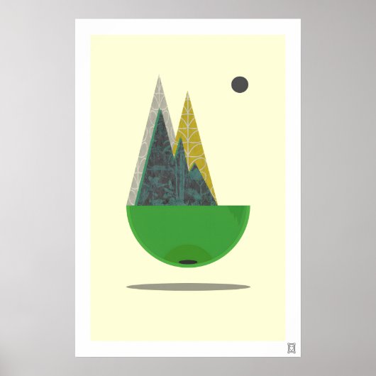 Framed Scandinavian Art Print Abstract Landscape ポスター (正面)