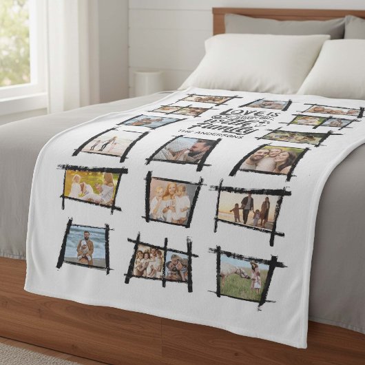 Frames 素朴 Black/Wht Love Is Family ID1015 フリースブランケット