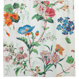 France 1830 Floral Antique Wallpaper シャワーカーテン