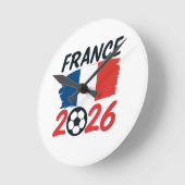 France 2026 Soccer Fan Design Flag Colors ラウンド壁時計 (傾斜)