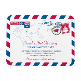 FRANCE Air MailバルミツワーSave the Date 3 x 4 マグネット