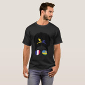 France And Rwanda Mix Afro Hair Half French Half R Tシャツ (正面フル)