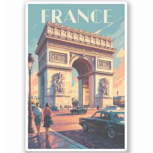 France Arc de Triomphe Travel Art Vintage シール (正面)