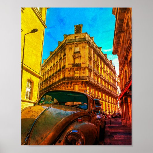 France Architecture French Street Old Car Paris ポスター (正面)