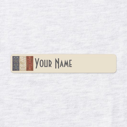France Art Deco Flag | Custom Iron-On Name Label ラベル (デザイン2)