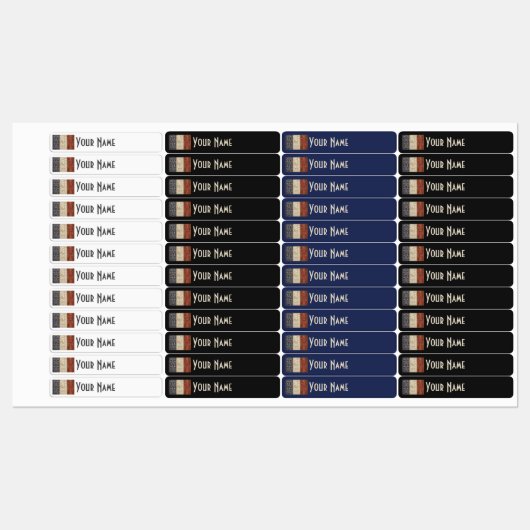 France Art Deco Flag Custom Waterproof Name Label ラベル (シート)