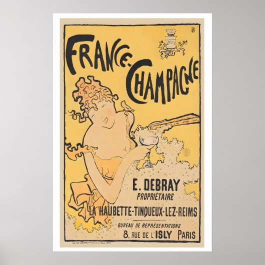 France-Champagne, 1891 - Vintage Food & Drink ポスター (正面)