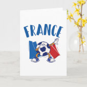 France Dabbing Soccer Ball Flag カード (黄色い花)