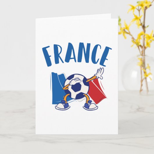 France Dabbing Soccer Ball Flag カード (黄色い花)