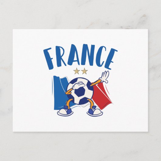 France Dabbing Soccer Ball Flag 2 stars ポストカード (正面)