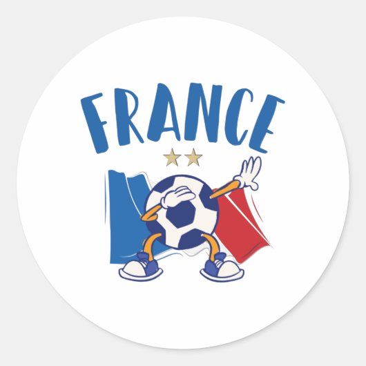 France Dabbing Soccer Ball Flag 2 stars ラウンドシール (正面)