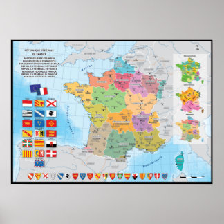 France fédérale, carte prospective des régions féd ポスター