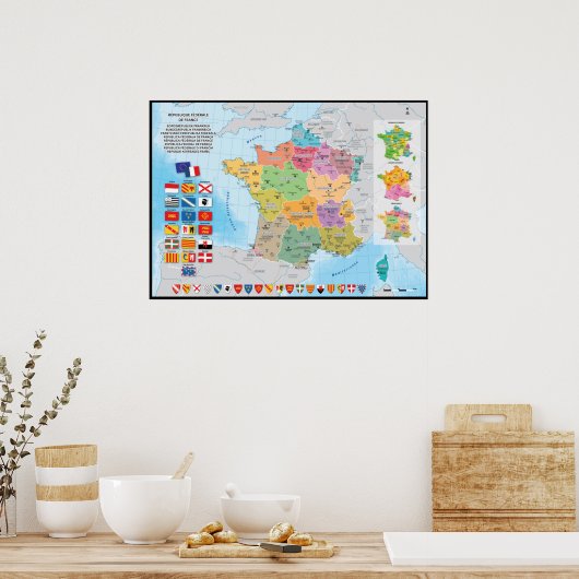 France fédérale, carte prospective des régions féd ポスター (キッチン)