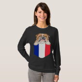 France Flag Bulldog Dog In Pocket Tシャツ (正面フル)