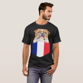 France Flag Bulldog Dog In Pocket Tシャツ (正面フル)