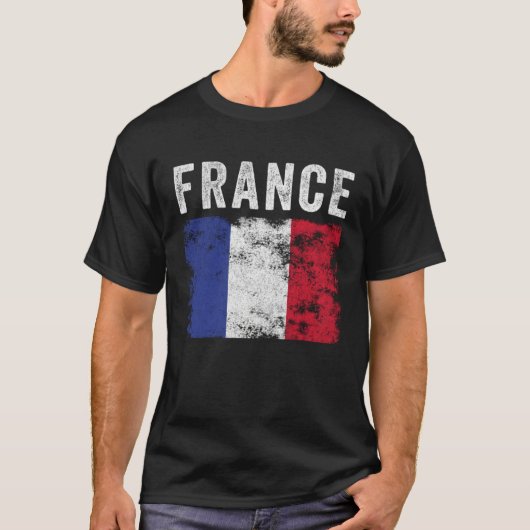 France Flag Distressed  Men Women Kids  French Fla Tシャツ (正面)