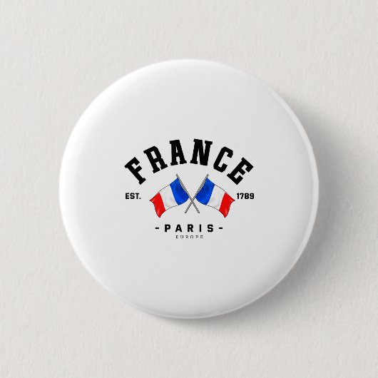 France Flag French Gift France Friend France Paris 缶バッジ (正面)