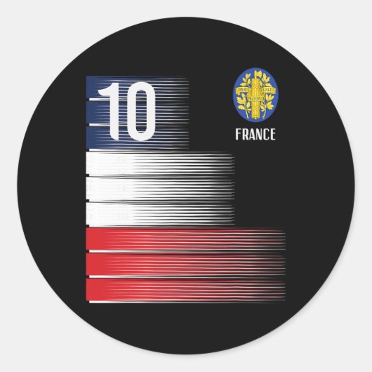 France Flag Number 10 French Soccer Men Women Boys ラウンドシール (正面)