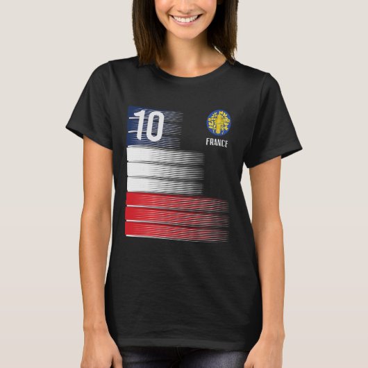 France Flag Number 10 French Soccer Men Women Boys Tシャツ (正面)