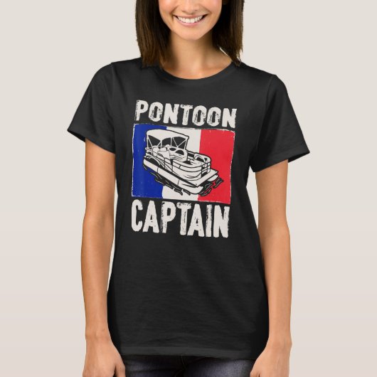 France Flag Patriotic Boat Captain French Pontoon  Tシャツ (正面)