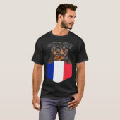 France Flag Rottweiler Dog In Pocket Tシャツ (正面フル)