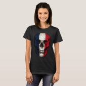 France Flag Skull French Roots Proud Patriotic Tシャツ (正面フル)