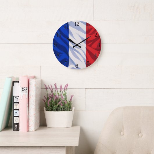 France Flag Wall Clock (Illustrated Version) ラージ壁時計 (読書スペース)