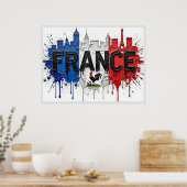 France Football Citiscape Oil Painting Style Art ポスター (キッチン)