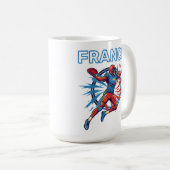 France Football Dynamic Quarterback Patriotic Art コーヒーマグカップ (正面右)