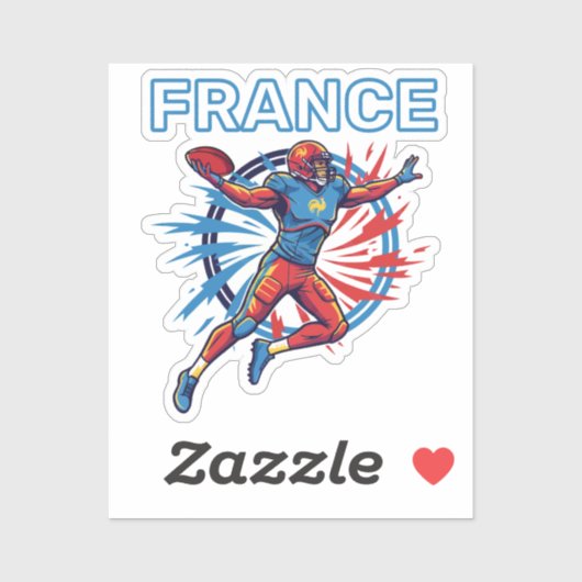 France Football Dynamic Quarterback Patriotic Art シール (シート)