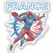 France Football Dynamic Quarterback Patriotic Art シール (正面)