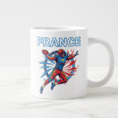 France Football Dynamic Quarterback Patriotic Art ジャンボコーヒーマグカップ (右)