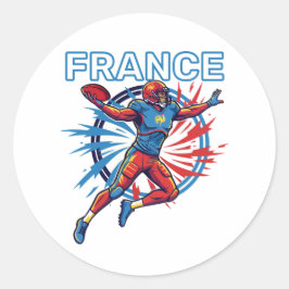 France Football Dynamic Quarterback Patriotic Art ラウンドシール