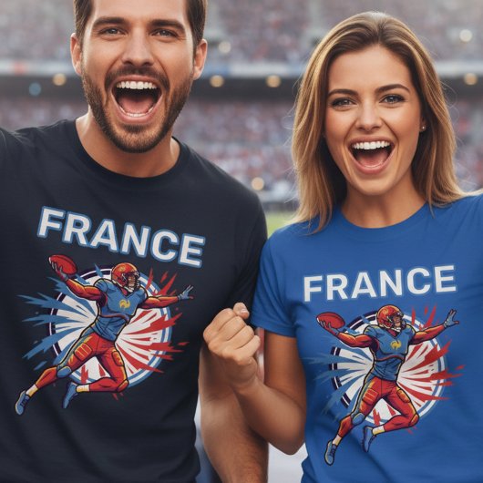 France Football Dynamic Quarterback Patriotic Art Tシャツ