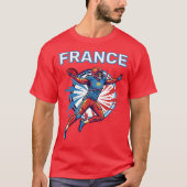 France Football Dynamic Quarterback Patriotic Art Tシャツ (正面)