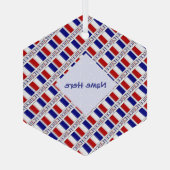France French Flag Blue Personalized  ガラスオーナメント (裏面)