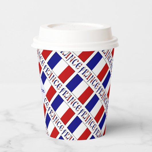 France French Flag Tiled Blue Personalized Name 紙コップ (左)