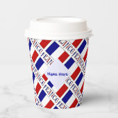 France French Flag Tiled Blue Personalized Name 紙コップ (正面)