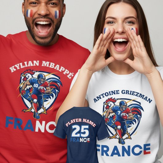France National Gridiron Football Dynamic Rooster  Tシャツ