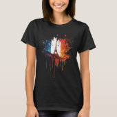 France Paris Abstract Splatter French Flag Eiffel  Tシャツ (正面)