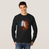 France Paris Abstract Splatter French Flag Eiffel  Tシャツ (正面フル)