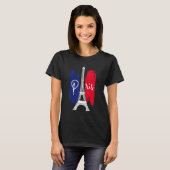 France Paris Eiffel Tower  French flag Tシャツ (正面フル)