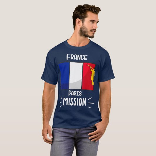France Paris Mormon LDS Mission Missionary Gift Tシャツ (正面フル)