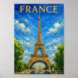 France: Sunny Eiffel Tower Art Souvenir ポスター