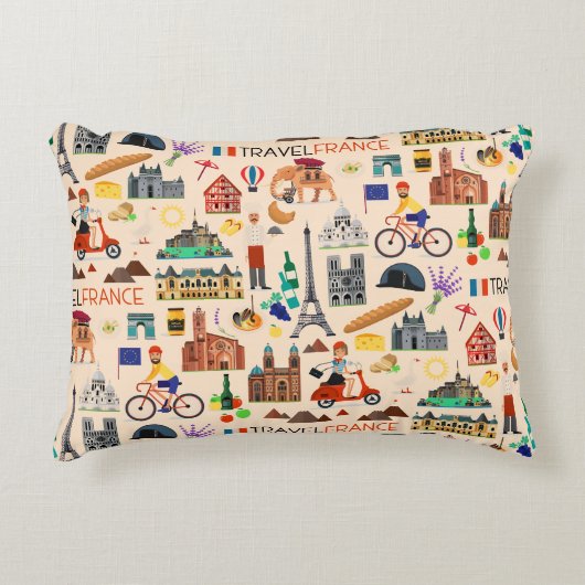 France Travel Icons Design アクセントクッション (正面)