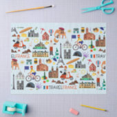 France Travel Icons Design 薄葉紙 (クラフト)